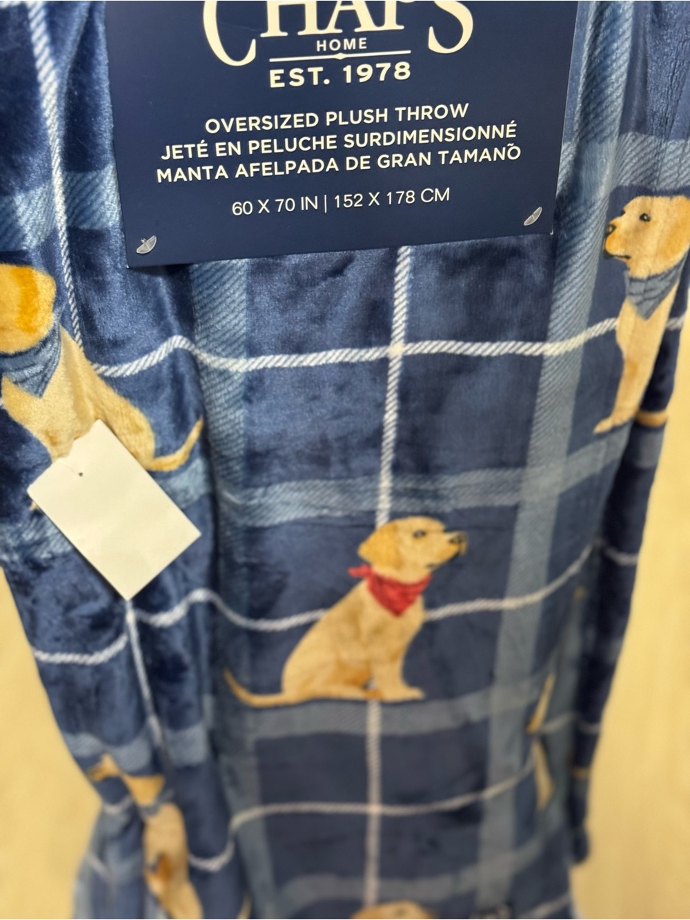 Chaps Oversized Plush Throw Blanket Dog Print